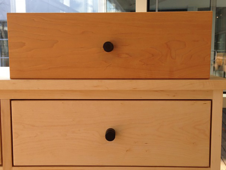 old maple drawers (top) and new maple drawer (bottom)