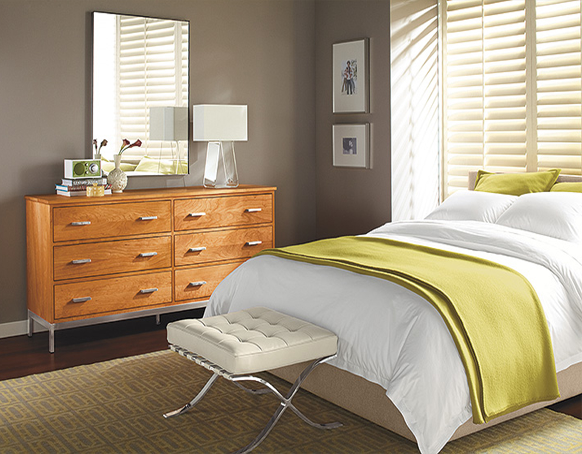 Linear collection in bedroom