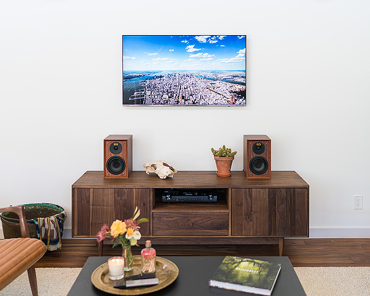 Grove media cabinet in Theron's living room