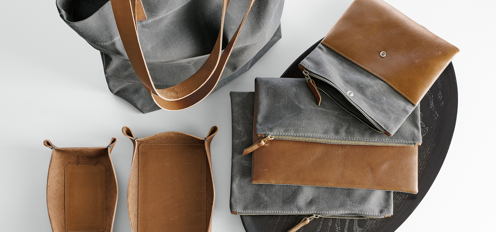 Leather totes and trays