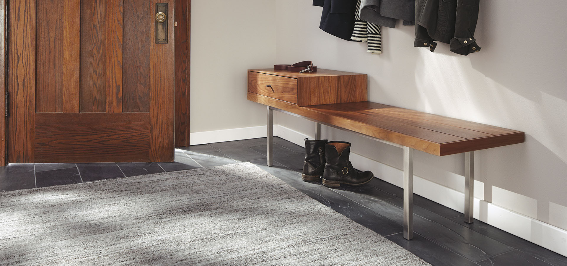 Morris bench in entryway