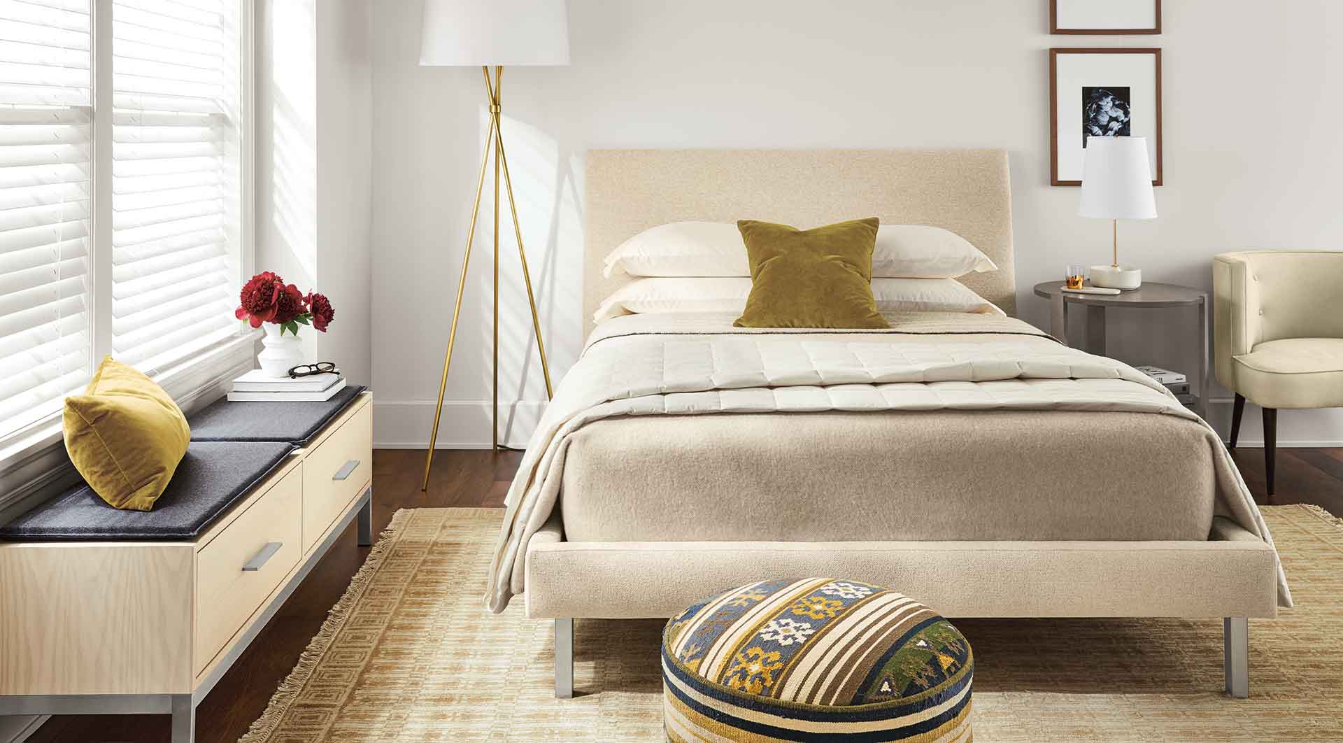 Ella bed modern bedroom in light colors