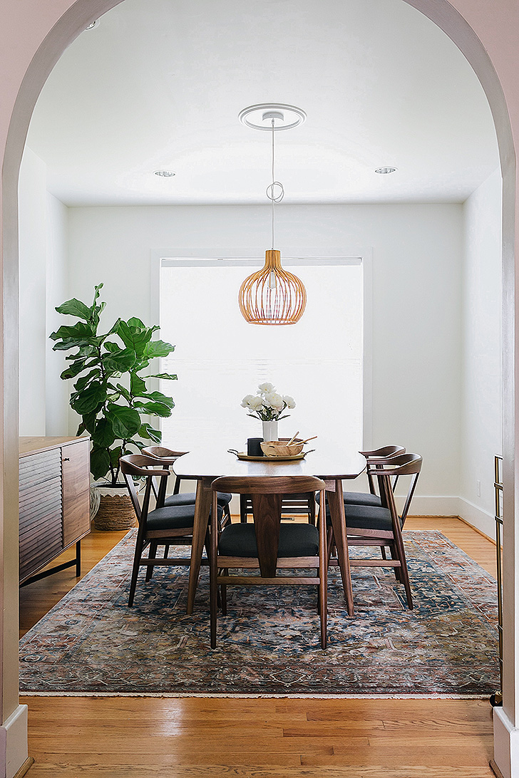 Modern wood dining table and chairs in Lisa Diederich's dining room