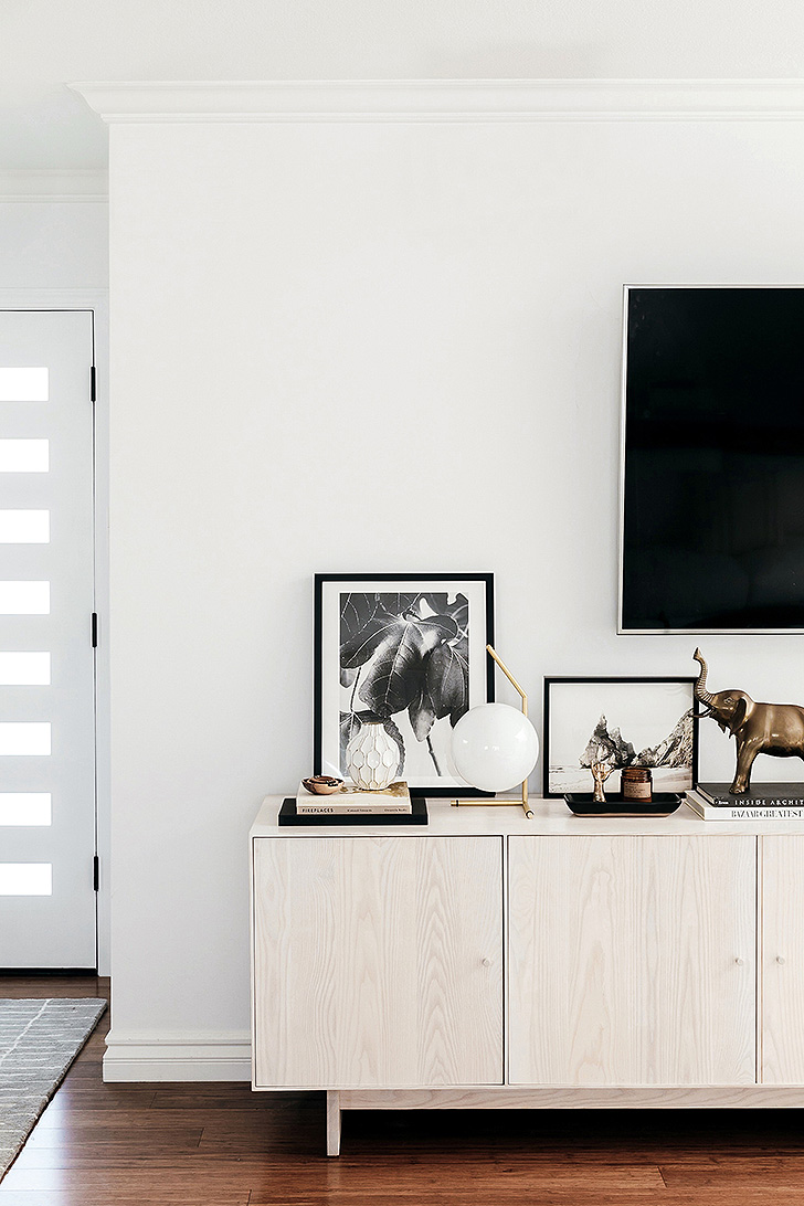 Detail of Hudson custom media cabinet