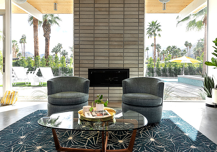 Living room with two swivel chairs