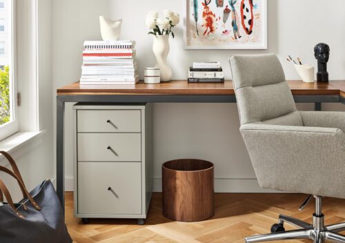 office with tenley office chair and sequel rolling file cabinet beneath parsons desk.
