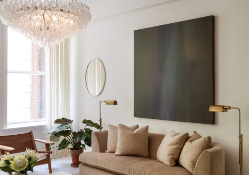 Waiting room with sofa.